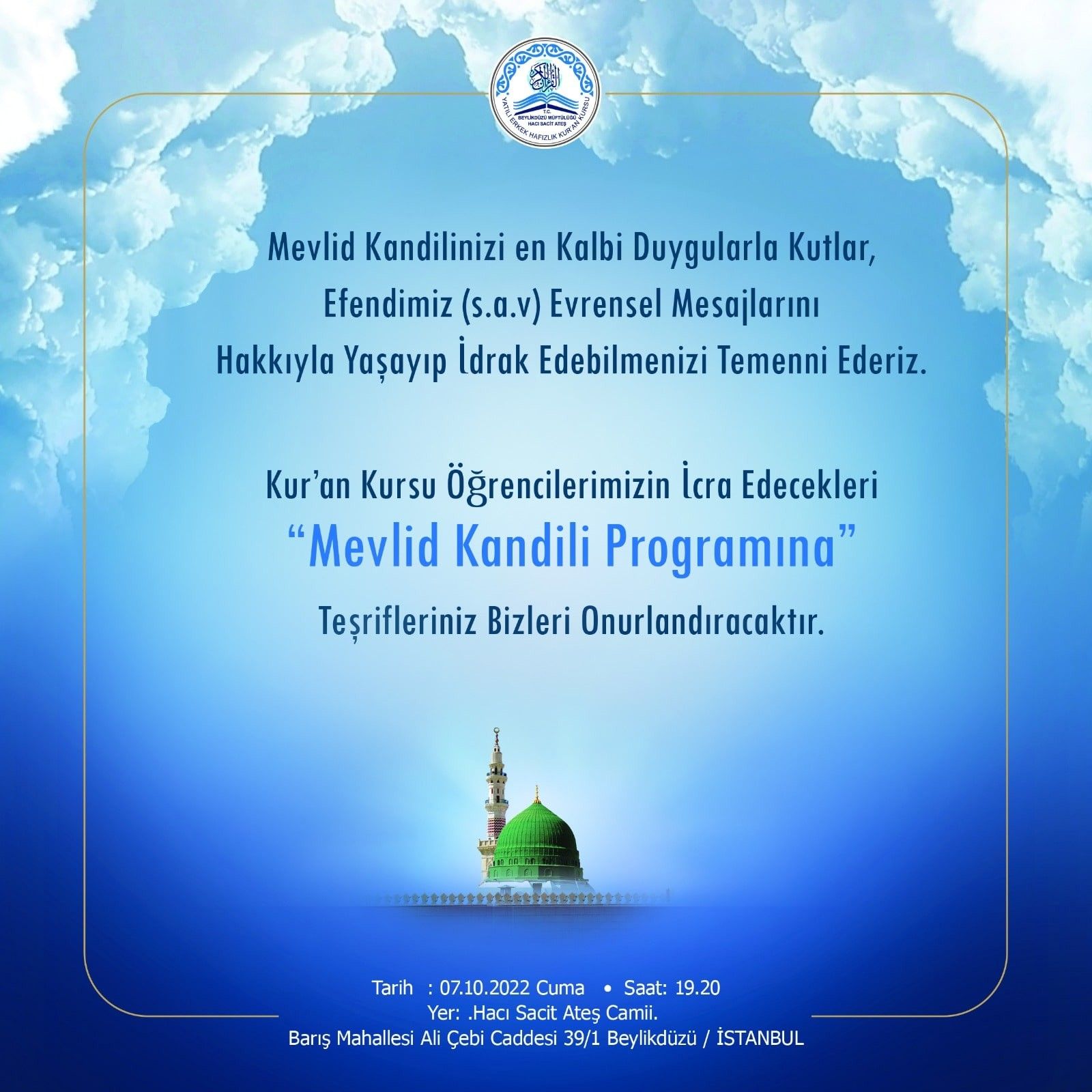 Mevlid Kandilimiz Mübarek Olsun