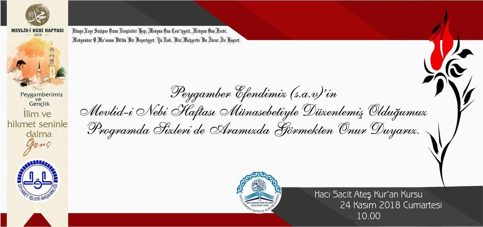 Mevlid-i Nebi Programına Tüm Halkımız Davetlidir