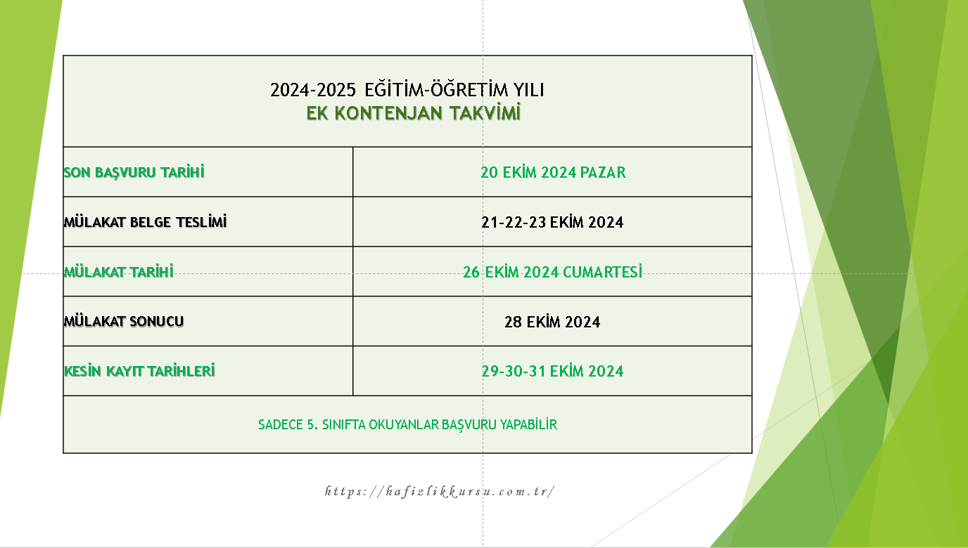 2024-2025 EĞİTİM ÖĞRETİM YILI EK KONTENJAN ÖĞRENCİ ALIMI