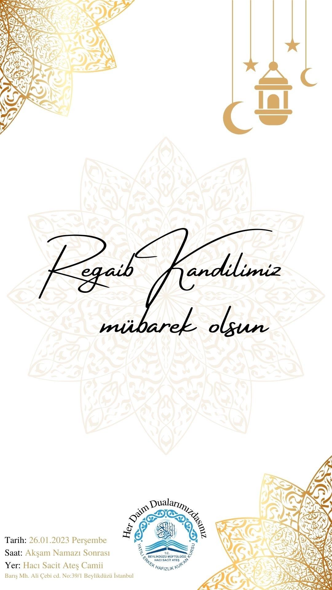 REGAİB KANDİLİMİZ MÜBAREK OLSUN